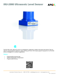 Thumbnail of document Data Sheet - IRU-2000 Object Detection Ultrasonic Sensor